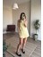 Butter Yellow Düğmeli Keten Yelek Şort Etek Takım 5