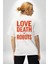 Love, Death & Robots Beyaz Oversize Kadın Erkek Ön ve Sırt Baskılı Tişört 2