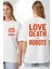 Love, Death & Robots Beyaz Oversize Kadın Erkek Ön ve Sırt Baskılı Tişört 4