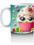 Çocuklara Sütü Sevdiren Gözleri Gülen Renkli Cupcake ve Şekerlemeler Desenli Kupa Bardak 2