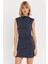 Kadın İndigo Drapeli Mini Elbise SE6 2