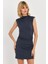 Kadın İndigo Drapeli Mini Elbise SE6 3