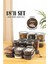 18LI Etiketli Kaşıklı Baharat Saklama Kabı Seti Çeyiz Pakedi Full Set 6x(0,40, 0,45, 1