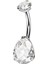 F136 Titanyum Damla Model Göbek Piercing - Titanyum Göbek Piercing - Zirkon Taşlı Göbek Piercingi 1