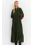 Kadın Haki Volanlı Maxi Elbise Malo9 5