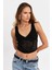 Kadın Siyah Ajurlu Crop Bluz SB030 1