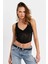 Kadın Siyah Ajurlu Crop Bluz SB030 4