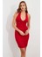 Kadın Kırmızı Büzgülü Mini Elbise DCF033-90 1