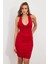 Kadın Kırmızı Büzgülü Mini Elbise DCF033-90 2