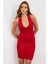 Kadın Kırmızı Büzgülü Mini Elbise DCF033-90 3