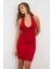 Kadın Kırmızı Büzgülü Mini Elbise DCF033-90 4