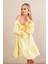 Kadın Sarı Madonna Yaka Midi Elbise PSG1012 1