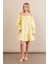 Kadın Sarı Madonna Yaka Midi Elbise PSG1012 2