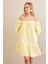 Kadın Sarı Madonna Yaka Midi Elbise PSG1012 3