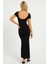 Kadın Siyah Sırtı Açık Maxi Elbise DMR306 1