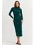 Kadın Zümrüt Yeşil Drape Maxi Elbise DMR377 1