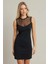 Kadın Siyah Tül Detaylı Mini Elbise TF77 2