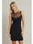 Kadın Siyah Tül Detaylı Mini Elbise TF77 3