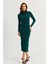Kadın Zümrüt Yeşil Drape Maxi Elbise DMR377 3