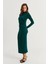 Kadın Zümrüt Yeşil Drape Maxi Elbise DMR377 4