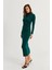 Kadın Zümrüt Yeşil Drape Maxi Elbise DMR377 5
