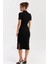 Kadın Siyah Düğme Aksesuarlı Kaşkorse Midi Elbise EY2931 5