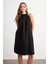 Kadın Siyah Halter Yaka Midi Elbise NH5029 3
