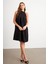 Kadın Siyah Halter Yaka Midi Elbise NH5029 4