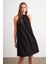 Kadın Siyah Halter Yaka Midi Elbise NH5029 5