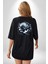 Yengeç Burçu Özel Tasarım Siyah Oversize Kadın Erkek Ön ve Sırt Baskılı Tişört 2