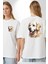 Sevimli Golden Retriever Köpek Dostu Beyaz Oversize Kadın Erkek Ön ve Sırt Baskılı Tişört 1