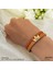 Temmuz Ayı Doğumları İçin Taç Motifli 14 Ayar Altın Plakalı Kahverengi Derili Hediye Bileklik-467AY 1