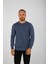 Brg Indigo Melanj Renk Desenli Erkek Slim Fit Triko-Kazak 1