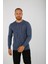 Brg Indigo Melanj Renk Desenli Erkek Slim Fit Triko-Kazak 2