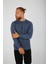 Brg Indigo Melanj Renk Desenli Erkek Slim Fit Triko-Kazak 4