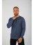 Brg Indigo Melanj Renk Desenli Erkek Slim Fit Triko-Kazak 5