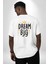 Hayallerine Sarıl Dream Big Temalı Beyaz Oversize Kadın Erkek Ön ve Sırt Baskılı Tişört 5