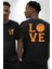 Basketbol Severler Için Love Siyah Oversize Kadın Erkek Ön ve Sırt Baskılı Tişört 1