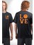 Basketbol Severler Için Love Siyah Oversize Kadın Erkek Ön ve Sırt Baskılı Tişört 4