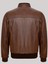 Hakiki Deri Kahverengi Erkek Deri Mont Bel ve Kolları Lastikli Fermuarlı Deri Ceket 2
