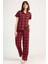 Pamuklu Kadın Yaka Tamamı Düğmeli Kısa Kol Pijama Takım , 501032 1