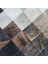 %100 Doğal Dana Derisi Kaymaz Taban Premium Yuvarlak Patchwork Halı - Siyah, Kahverengi Beyaz 4