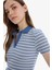 Yeni Sezon Fitted Polo Yaka Çizgili Fitilli Kaşkorse Kısa Kollu Tişört 4