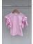 %100 Cotton Fırfırlı Kol Detaylı Kız Çocuk Tişört 1