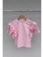 %100 Cotton Fırfırlı Kol Detaylı Kız Çocuk Tişört 2