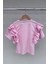 %100 Cotton Fırfırlı Kol Detaylı Kız Çocuk Tişört 3