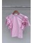 %100 Cotton Fırfırlı Kol Detaylı Kız Çocuk Tişört 4