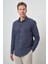 Erkek Lacivert Pamuk Trend Slim Fit Sert Yaka Gömlek 1