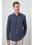 Erkek Lacivert Pamuk Trend Slim Fit Sert Yaka Gömlek 3