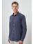 Erkek Lacivert Pamuk Trend Slim Fit Sert Yaka Gömlek 4